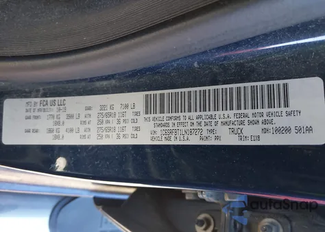 2020 Ram 1500 Big Horn 4X4 6'4 Box из США, поврежденный, VIN 1C6SRFBT1LN187272